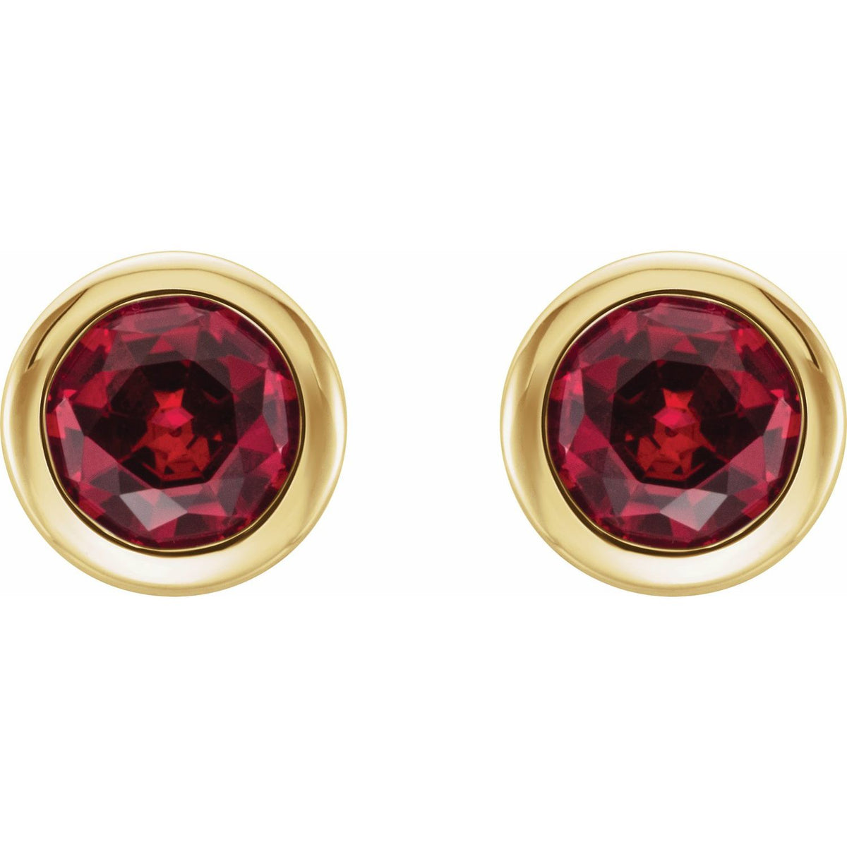 14K Yellow Gold Lab-Grown Ruby Bezel-Set Earrings