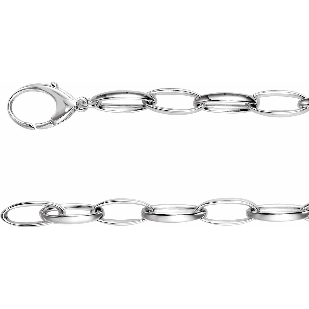Sterling Silver Oval Cable 8" Chain