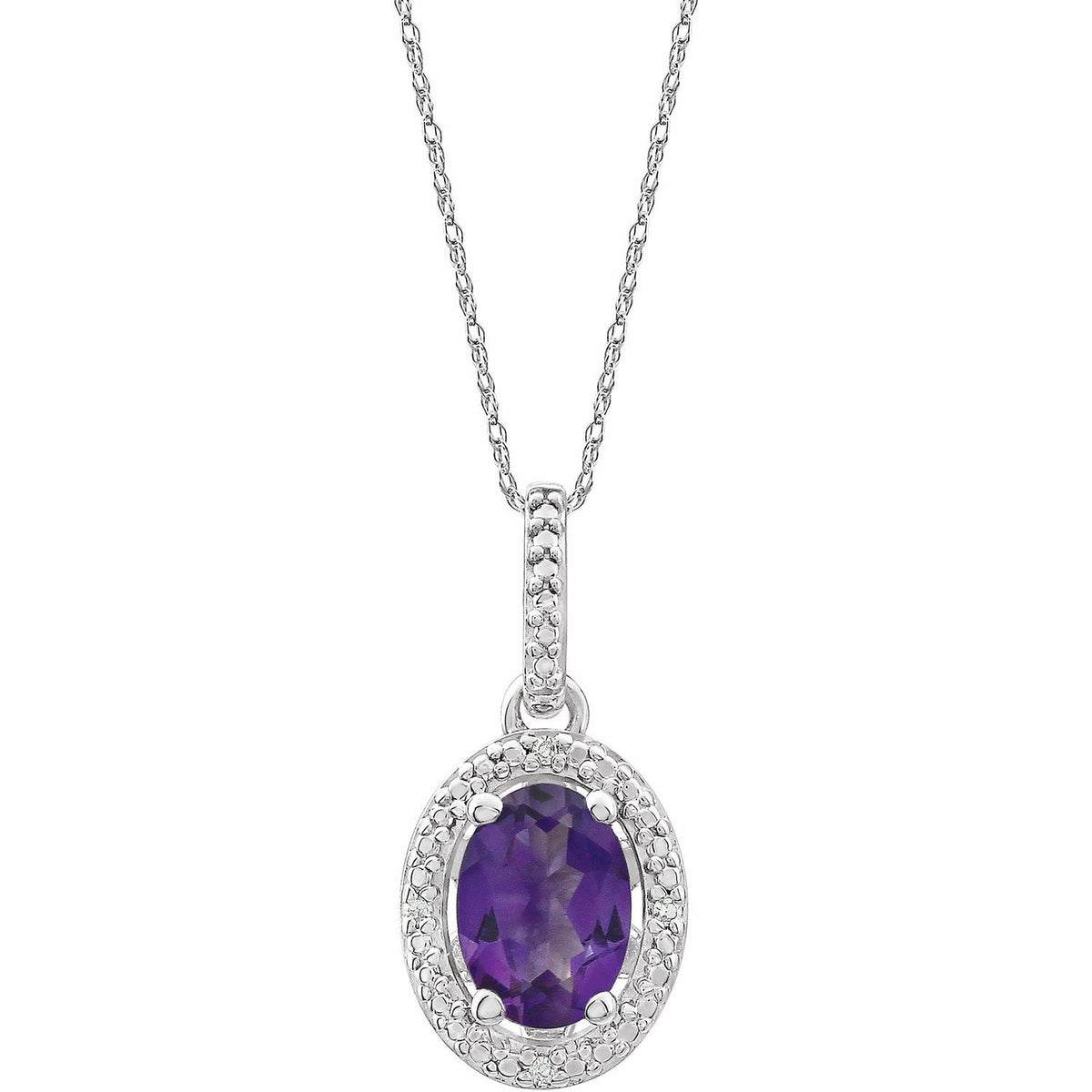 Sterling Silver Natural Sky Blue Topaz & .01 CTW Natural Diamond 18" Necklace, 12.4 x 8.5 mm