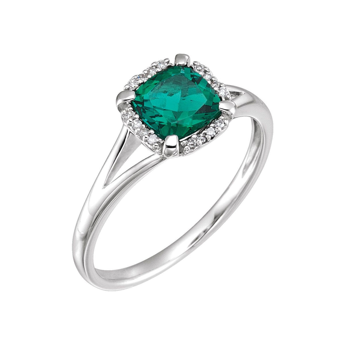 14K White Gold Lab-Grown Ruby & .05 CTW Natural Diamond Ring