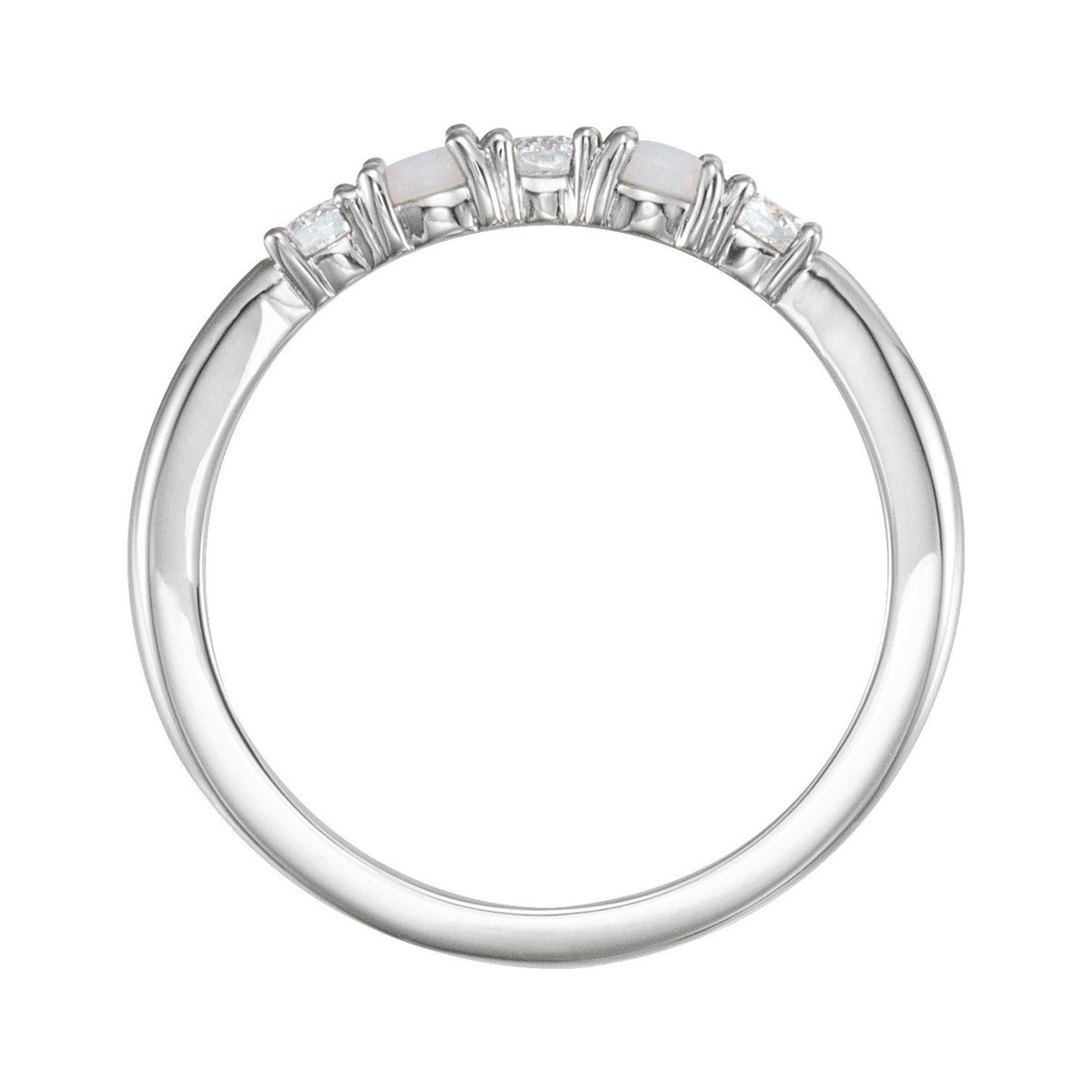 14K White Gold Natural White Opal & 1/5 CTW Natural Diamond Stackable Ring
