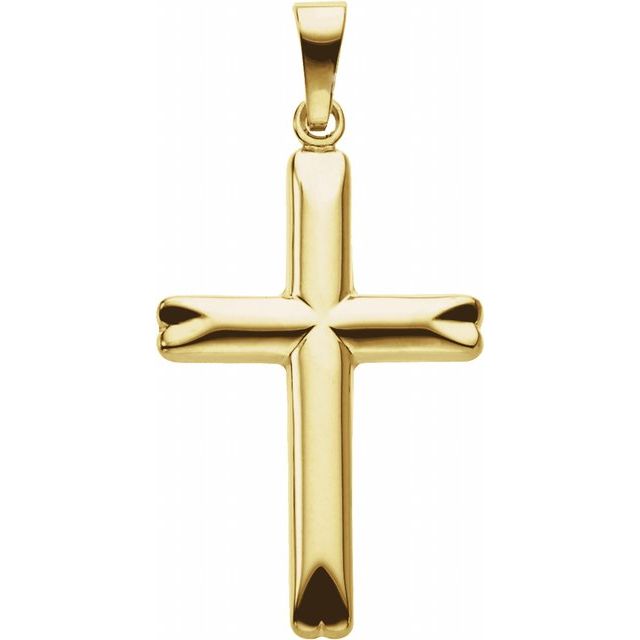 14K Yellow Gold 25x17 mm Hollow Cross Pendant