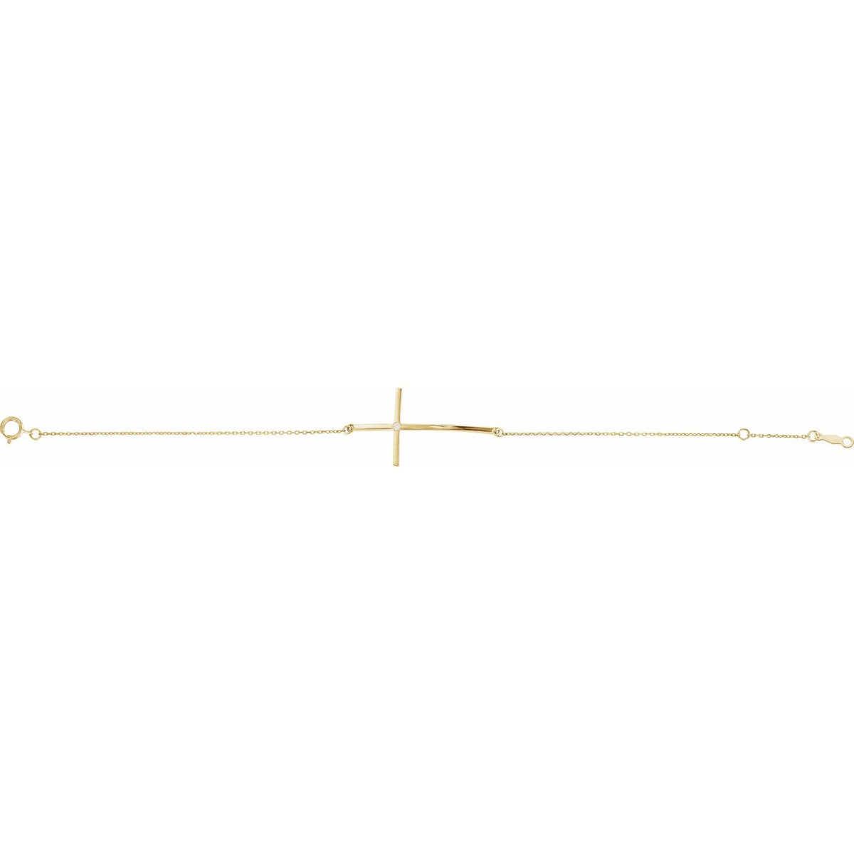 .02 CT Natural Diamond Sideways Cross 7-8" Bracelet