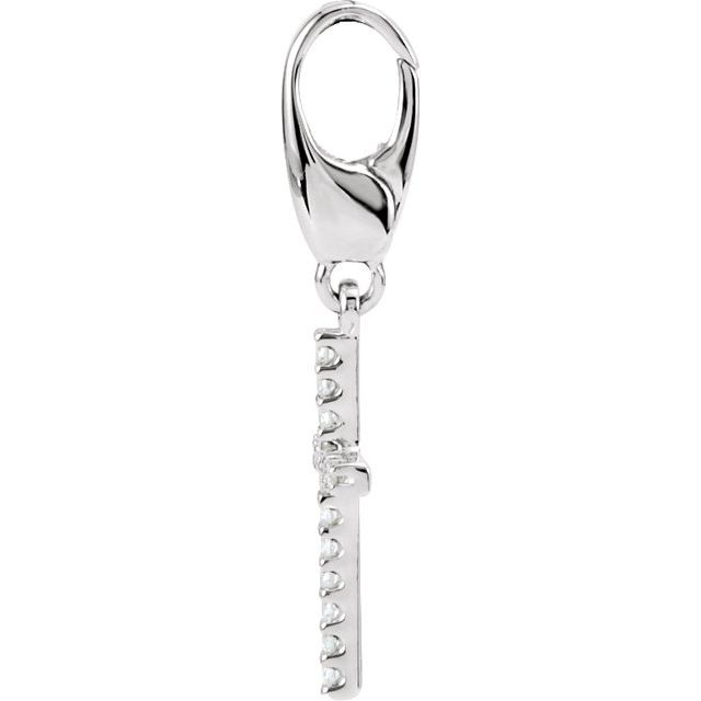 14K White Gold .08 CTW Natural Diamond Cross Charm/Pendant