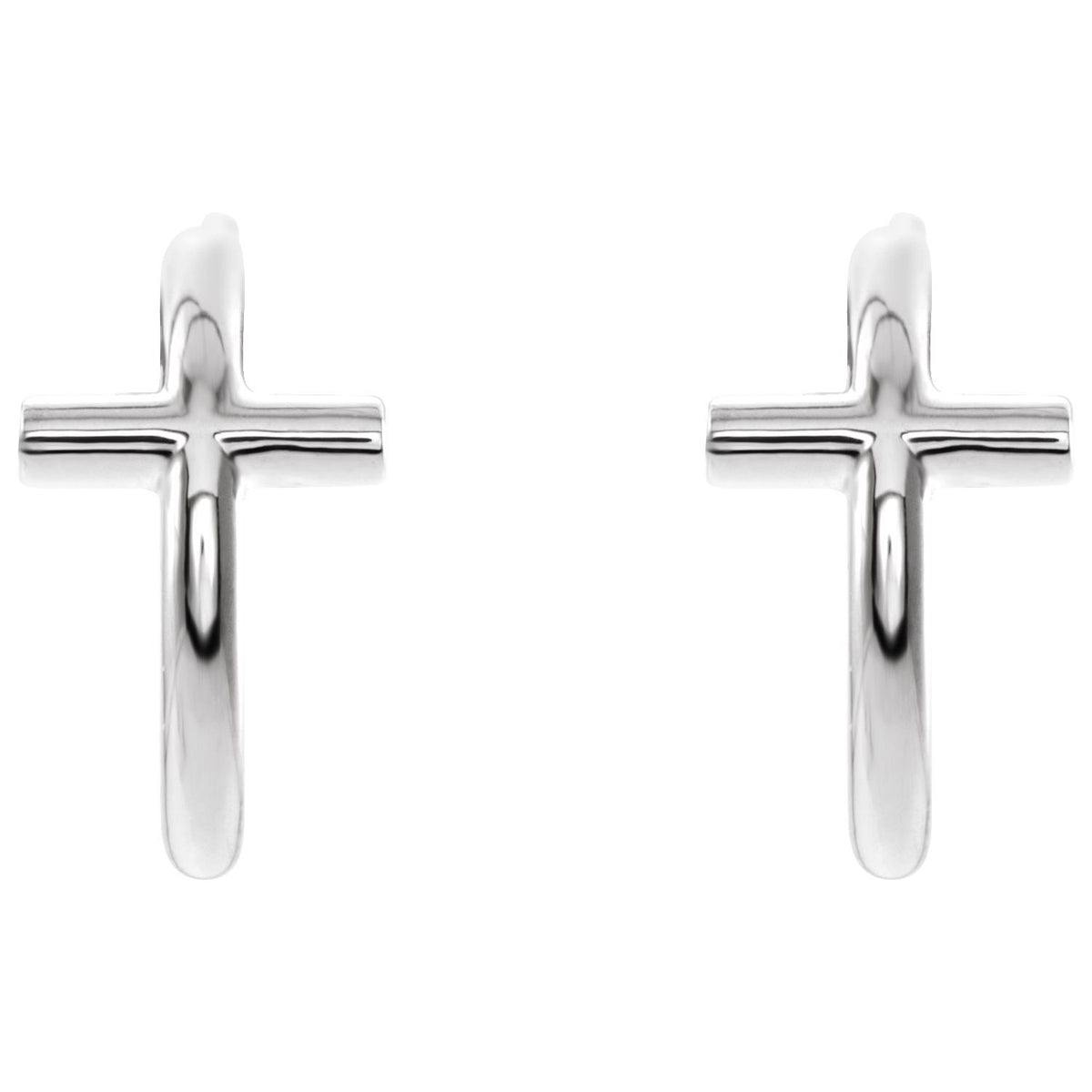 Sterling Silver Cross Hoop Earrings