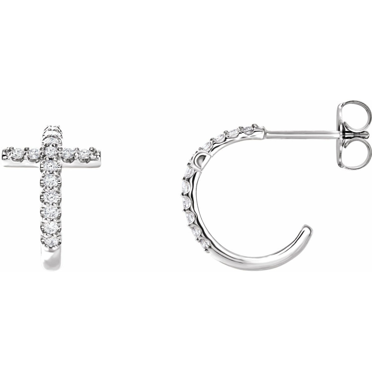 14K Rose Gold 1/4 CTW Natural Diamond Cross Hoop Earrings