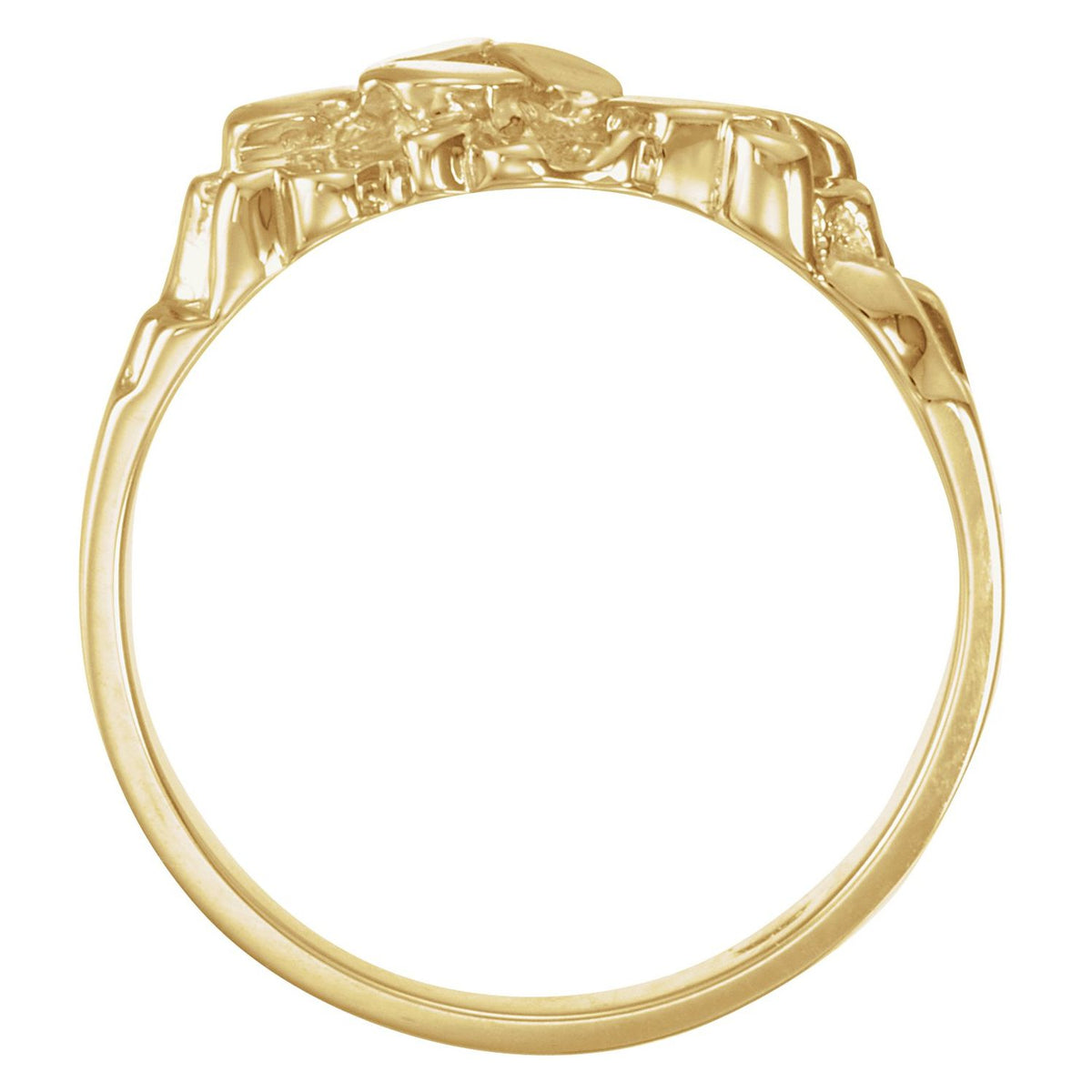 14K Yellow Gold Nugget Ring, 11 mm
