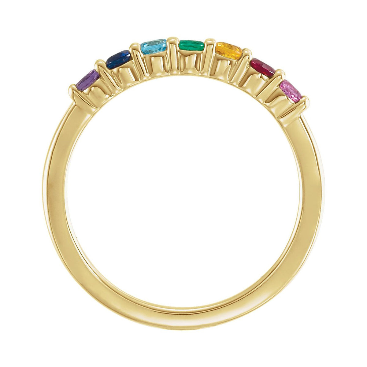14K Yellow Gold Natural Multi-Gemstone Anniversary Band