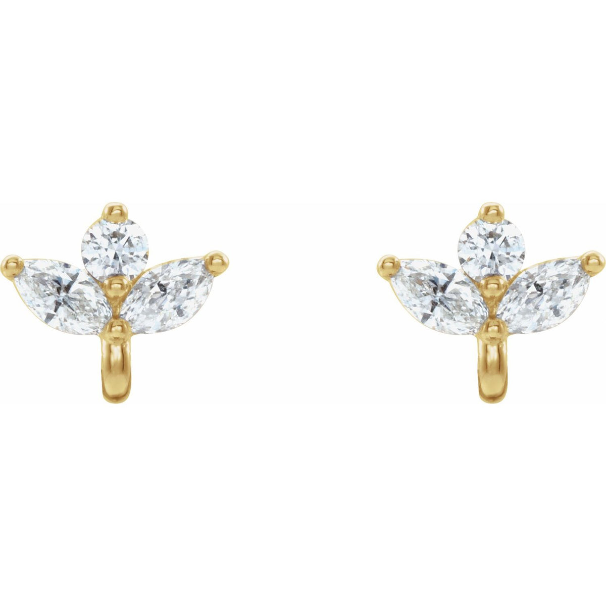 .07 CTW Natural Diamond Cluster Earring Top