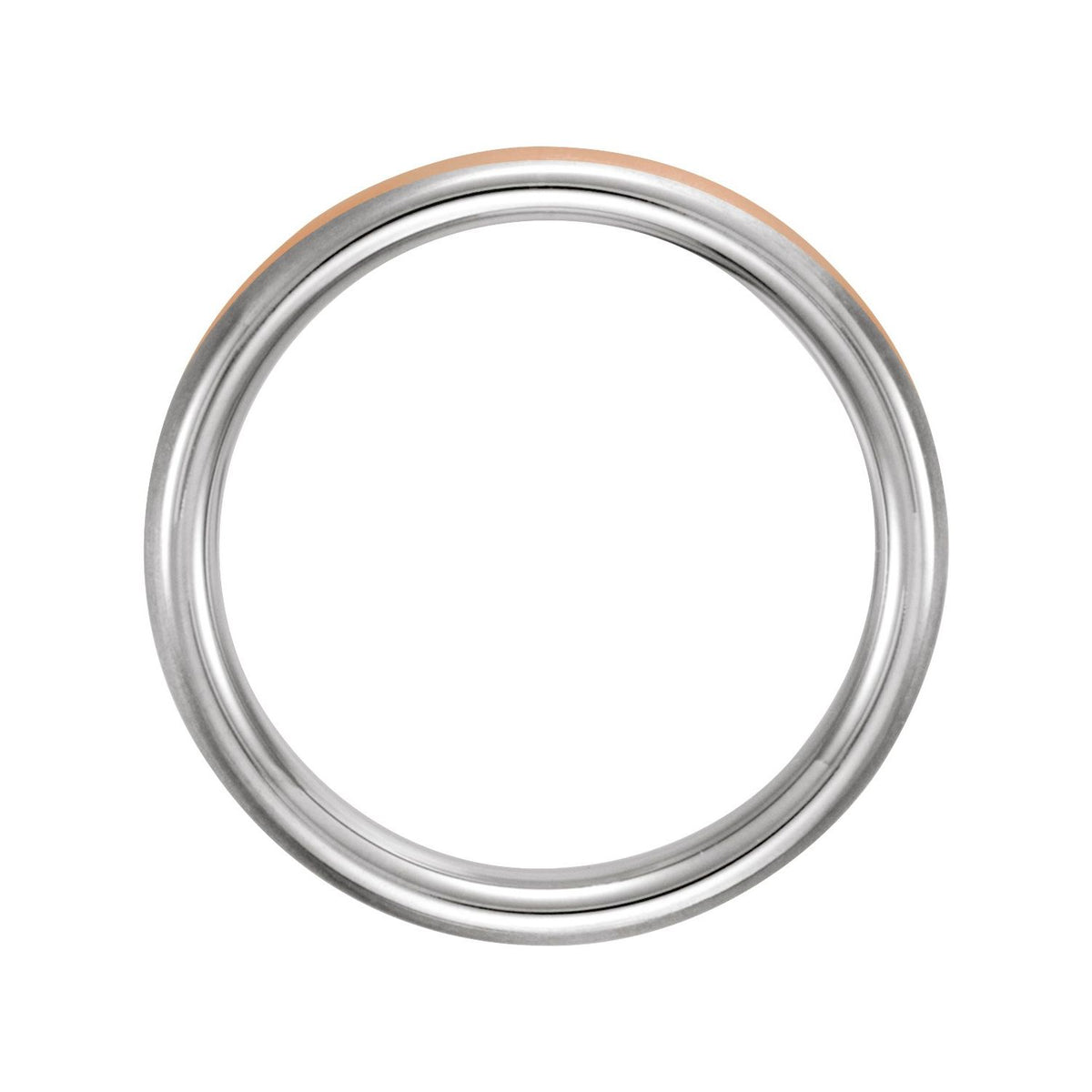 14K White/Rose/White Gold Half Round Band with Satin Finish