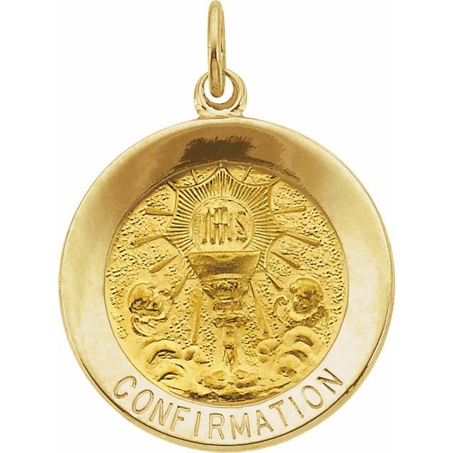 14K Yellow Gold Round Confirmation Pendant Medal