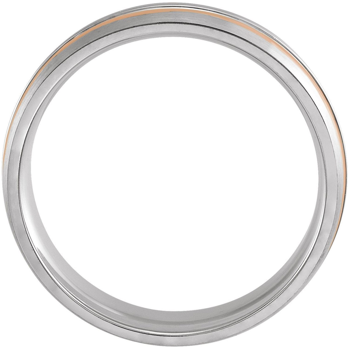 14K White/Rose/White Gold Grooved Band with Brush Finish