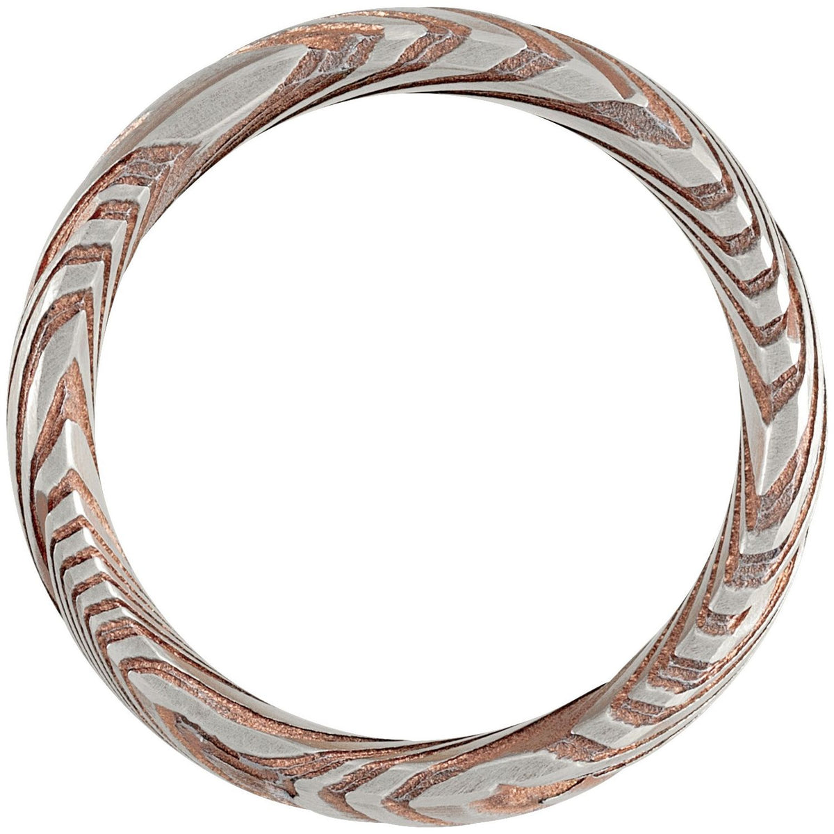 Steel Damascus Comfort-Fit Flat Band, 8 mm, Style 2