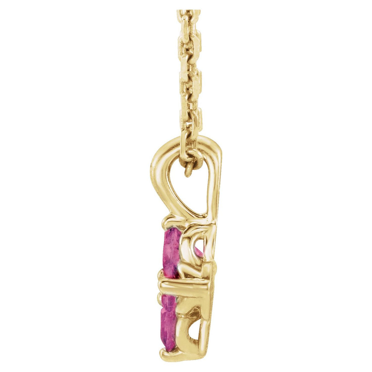 14K Yellow Gold Natural Pink Tourmaline Youth 16-18" Necklace