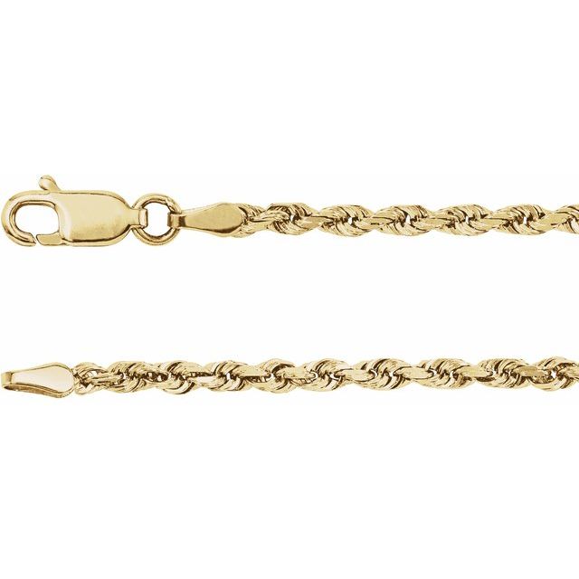14K Yellow Gold Diamond-Cut Rope 24" Chain
