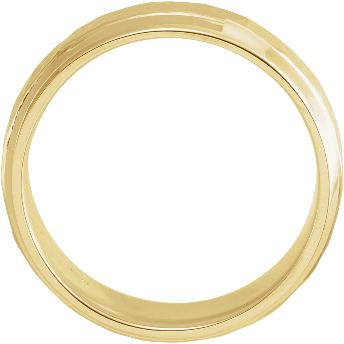 Beveled-Edge Comfort-Fit Half Round Band with Hammer Finish