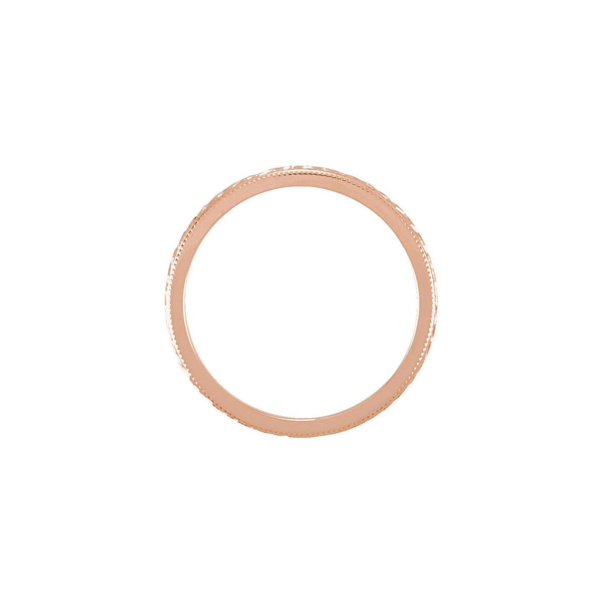 Milgrain Hand-Engraved Wheat Pattern Flat Band