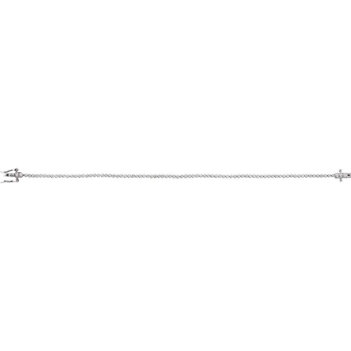 14K White Gold 7/8 CTW Natural Diamond Line 7" Bracelet