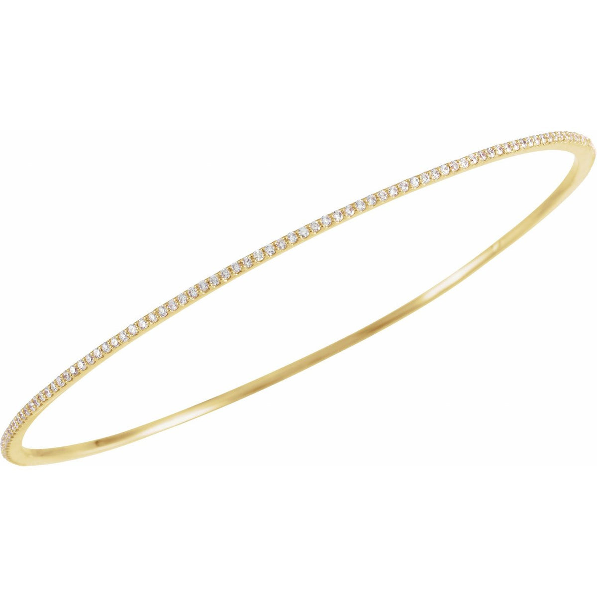 14K Yellow Gold 1 CTW Natural Diamond Stackable Bangle 8" Bracelet