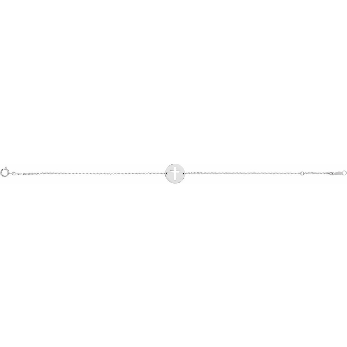 Sterling Silver Pierced Cross Disc 7-8" Bracelet