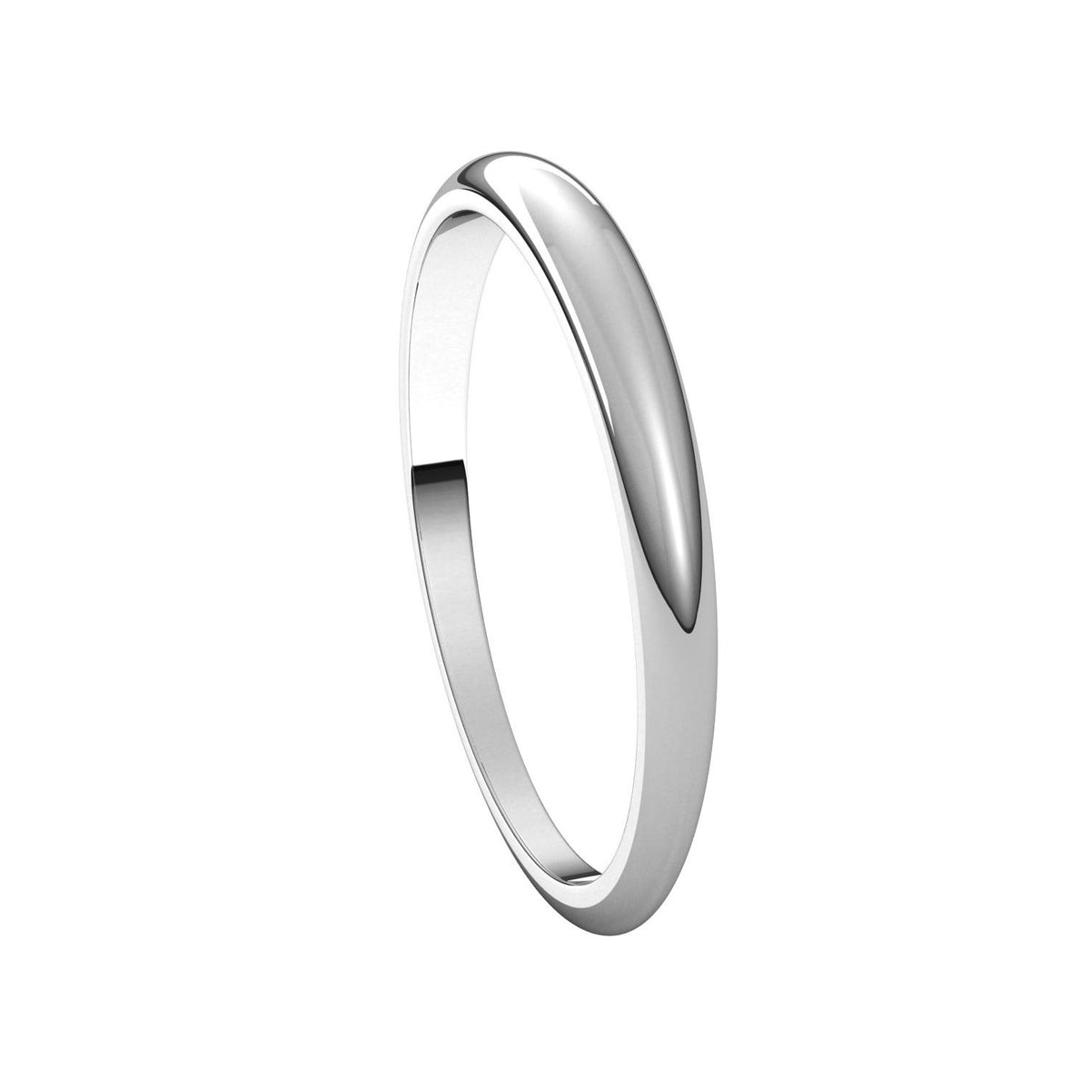 14K White Gold Tapered Half Round Band