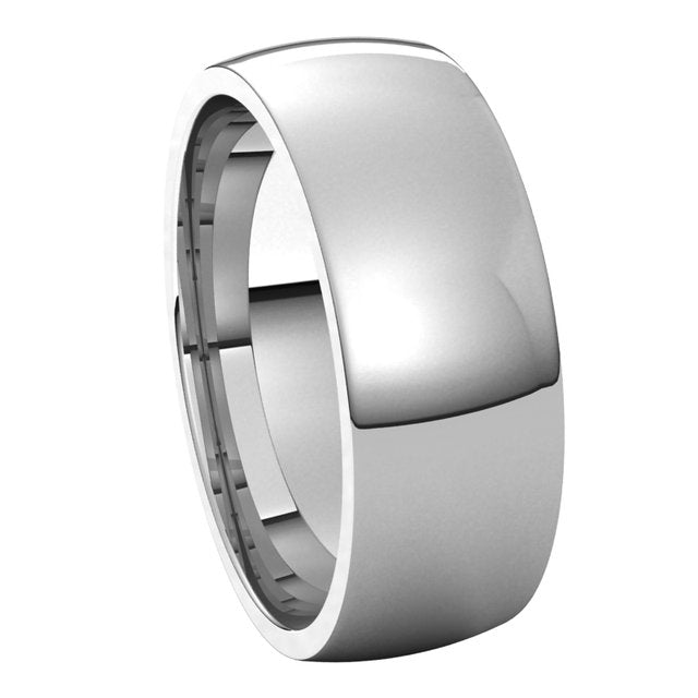14K White Gold Lightweight Comfort-Fit Half Round Band