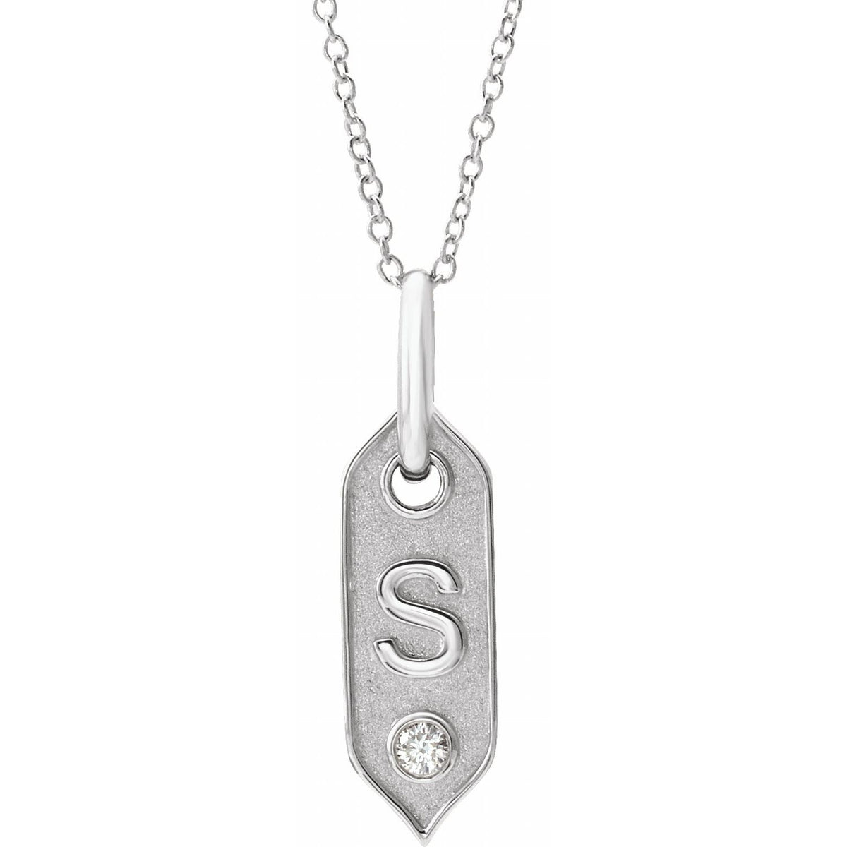 .05 CT Natural Diamond Initial 16-18" Necklace