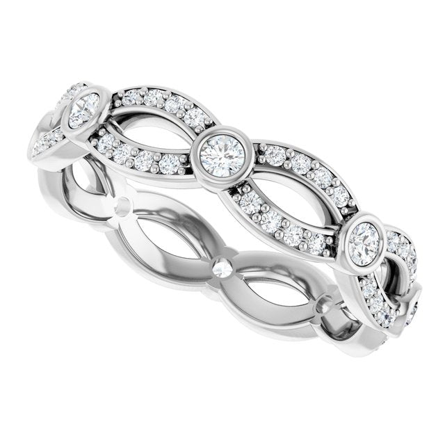 14K White Gold 1/2 CTW Diamond Round Eternity Band
