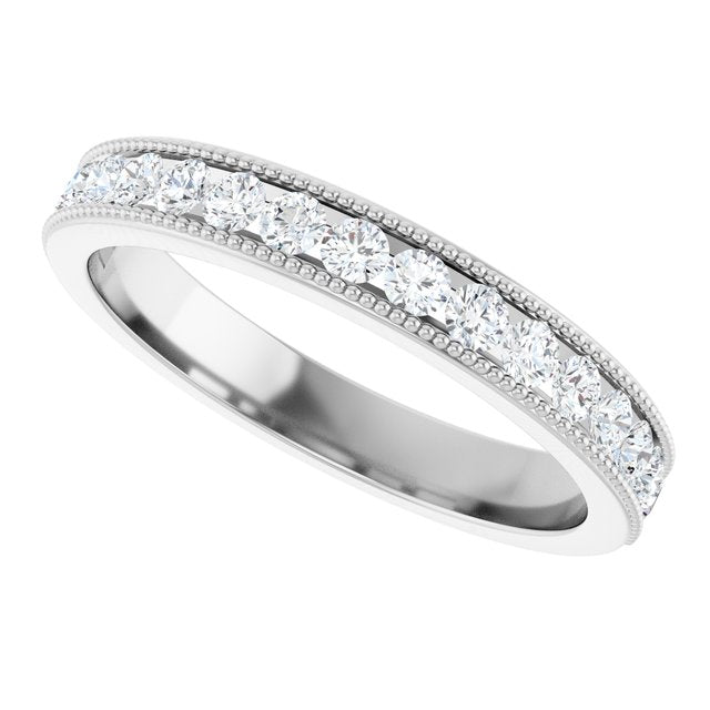 14K White Gold 1/3 CTW Natural Diamond Milgrain Anniversary Band