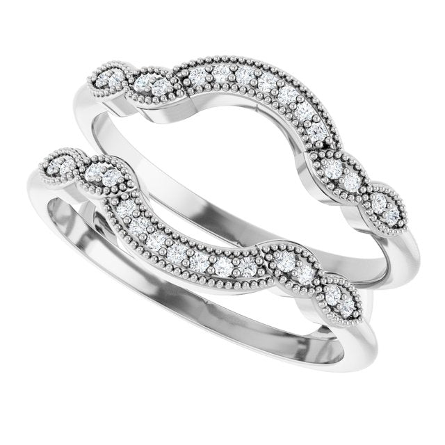 14K White Gold 1/6 CTW Natural Diamond Ring Guard