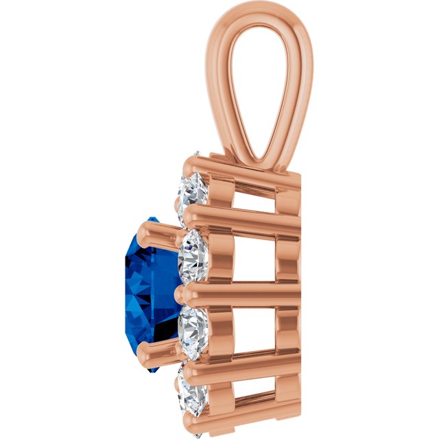 Lab-Grown Blue Sapphire & 1/3 CTW Lab-Grown Diamond Pendant