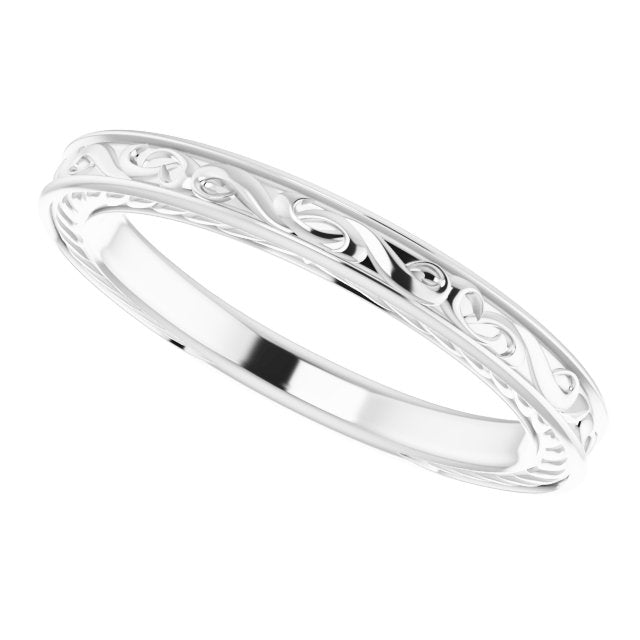 14K X1 White Gold Vintage-Inspired Universal Band