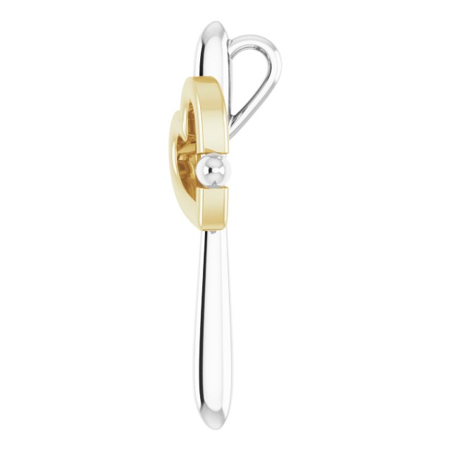 14K White & Yellow Gold Cross with Heart Pendant