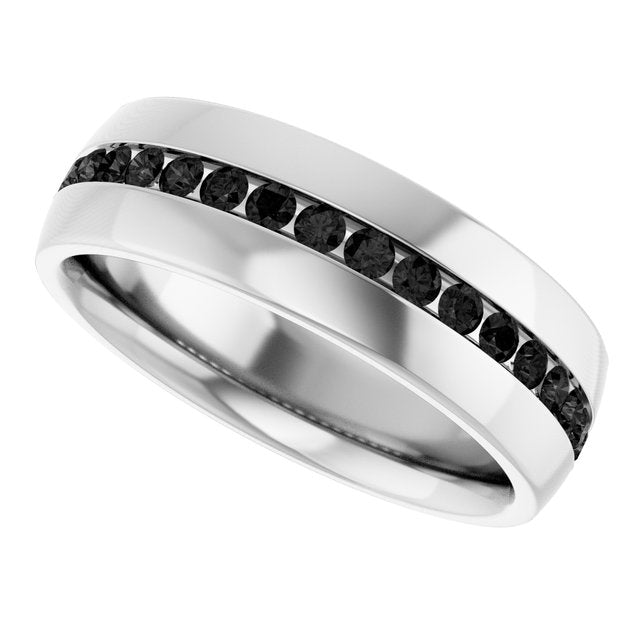 3/8 CTW Natural Black Diamond Band