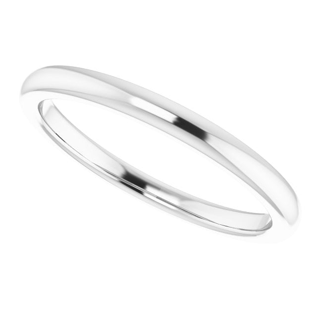 14K White Gold Band for 7x5 mm Emerald Ring, 2 mm