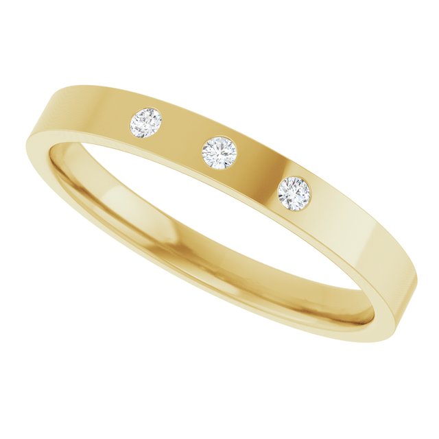 .04 CTW Natural Diamond Three-Stone Comfort-Fit Flat Band