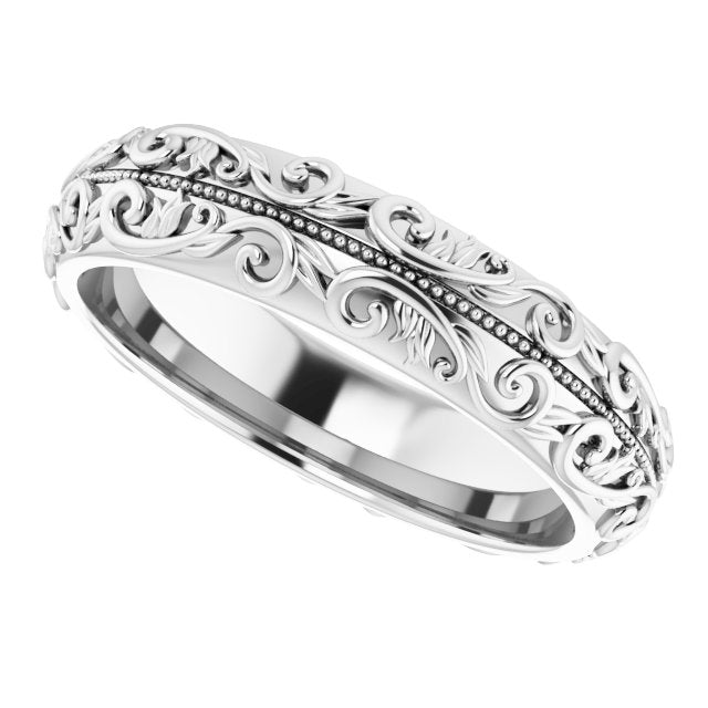 Milgrain Sculptural Half Round Band