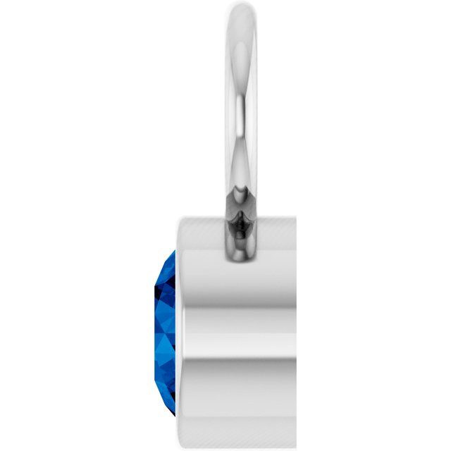 Platinum Lab-Grown Sapphire Bezel-Set Hoop Dangle, 6.17 mm x 8.51 mm