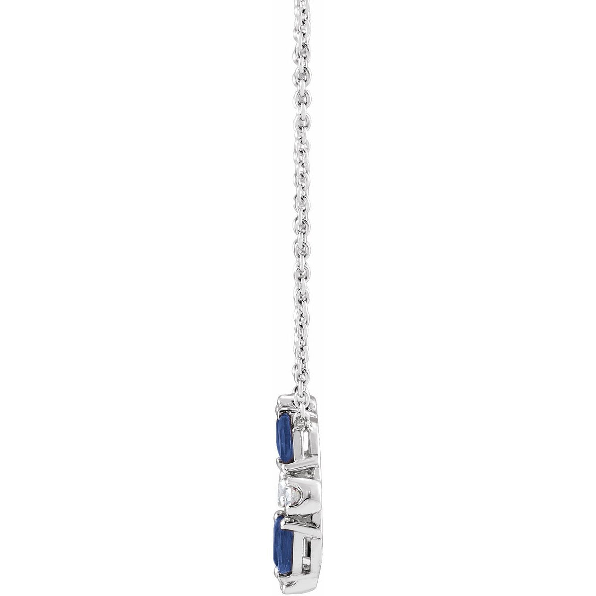 14K White Gold Natural Blue Sapphire & 1/10 CTW Natural Diamond Circle 18" Necklace