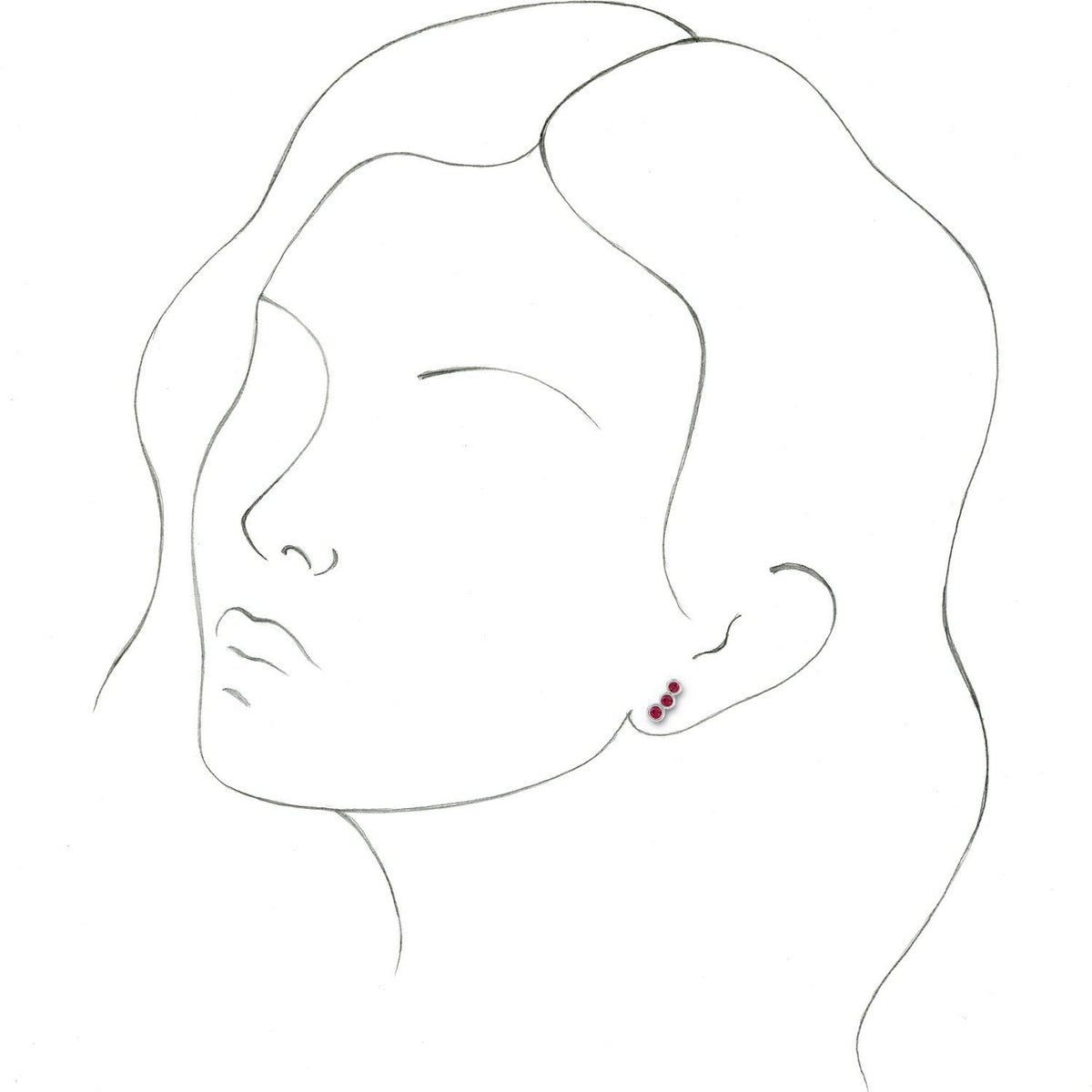 14K White Gold Natural Ruby Ear Climbers