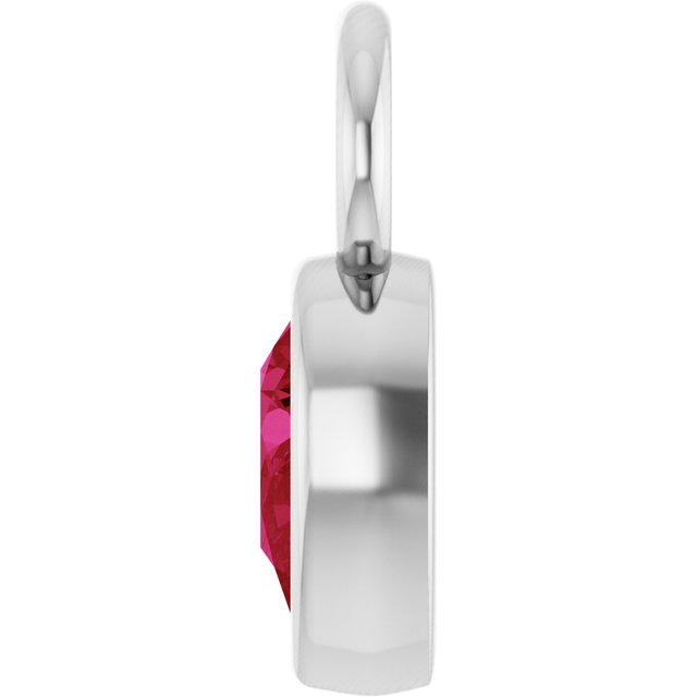 Lab-Grown Ruby Hoop Dangle, 6.17 mm x 11.7 mm