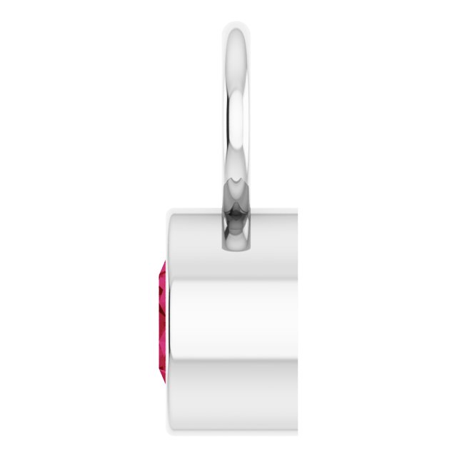 Lab-Grown Ruby Hoop Dangle, 6.17 mm x 8.51 mm