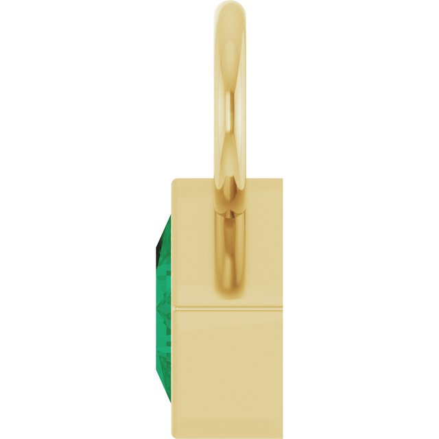 Lab-Grown Emerald Square Bezel-Set Hoop Dangle