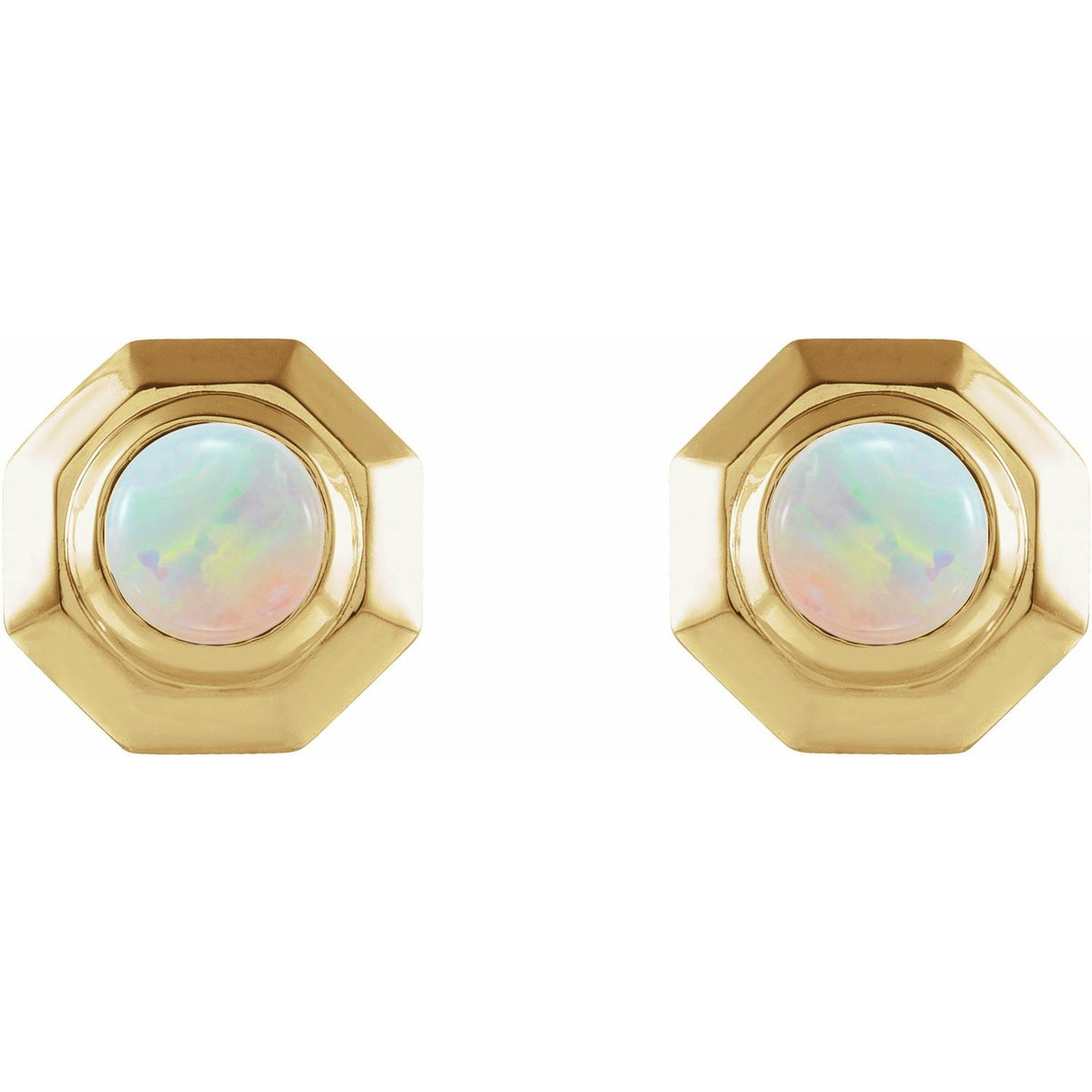 Natural White Opal Geometric Cabochon Earrings