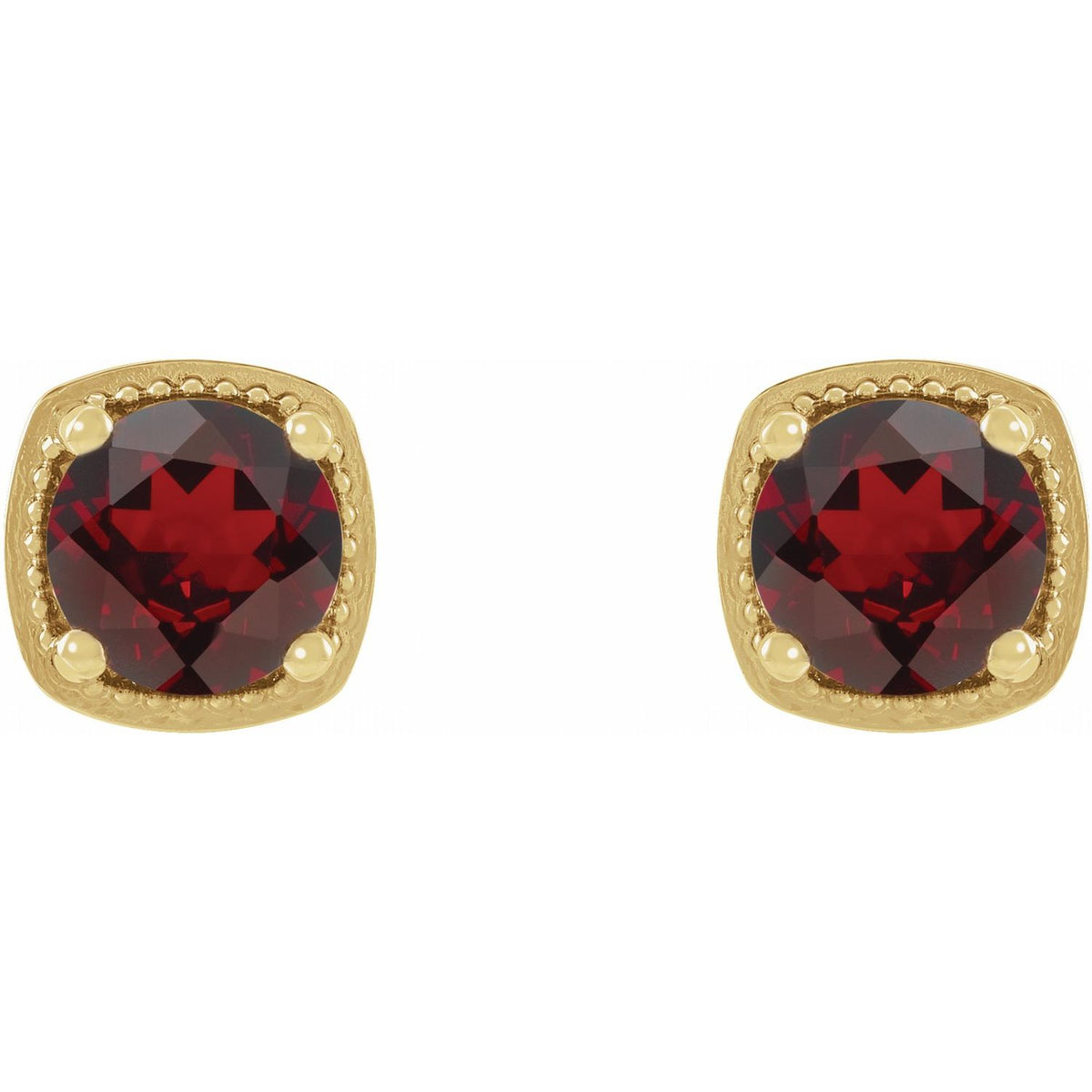 14K Yellow Gold Natural Mozambique Garnet Earrings