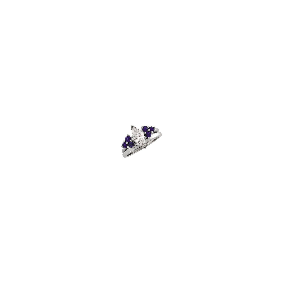 14K White Gold Natural Blue Sapphire Wrap-Style Enhancer Ring
