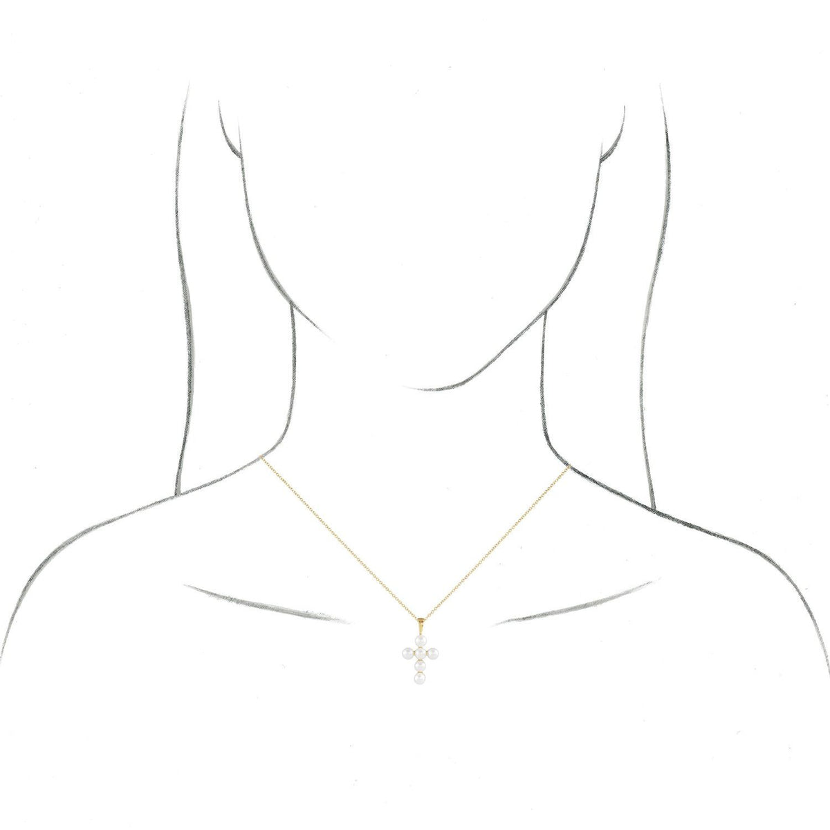 14K Yellow Gold Cultured White Freshwater Pearl Cross Pendant, 22.98 x 12.39 mm