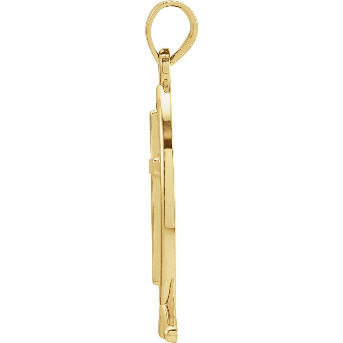14K Yellow Gold 14x6 mm Ichthus with Cross Pendant