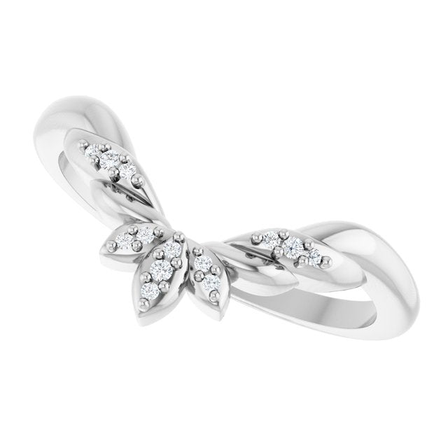 .03 CTW Natural Diamond Floral-Inspired Contour Band