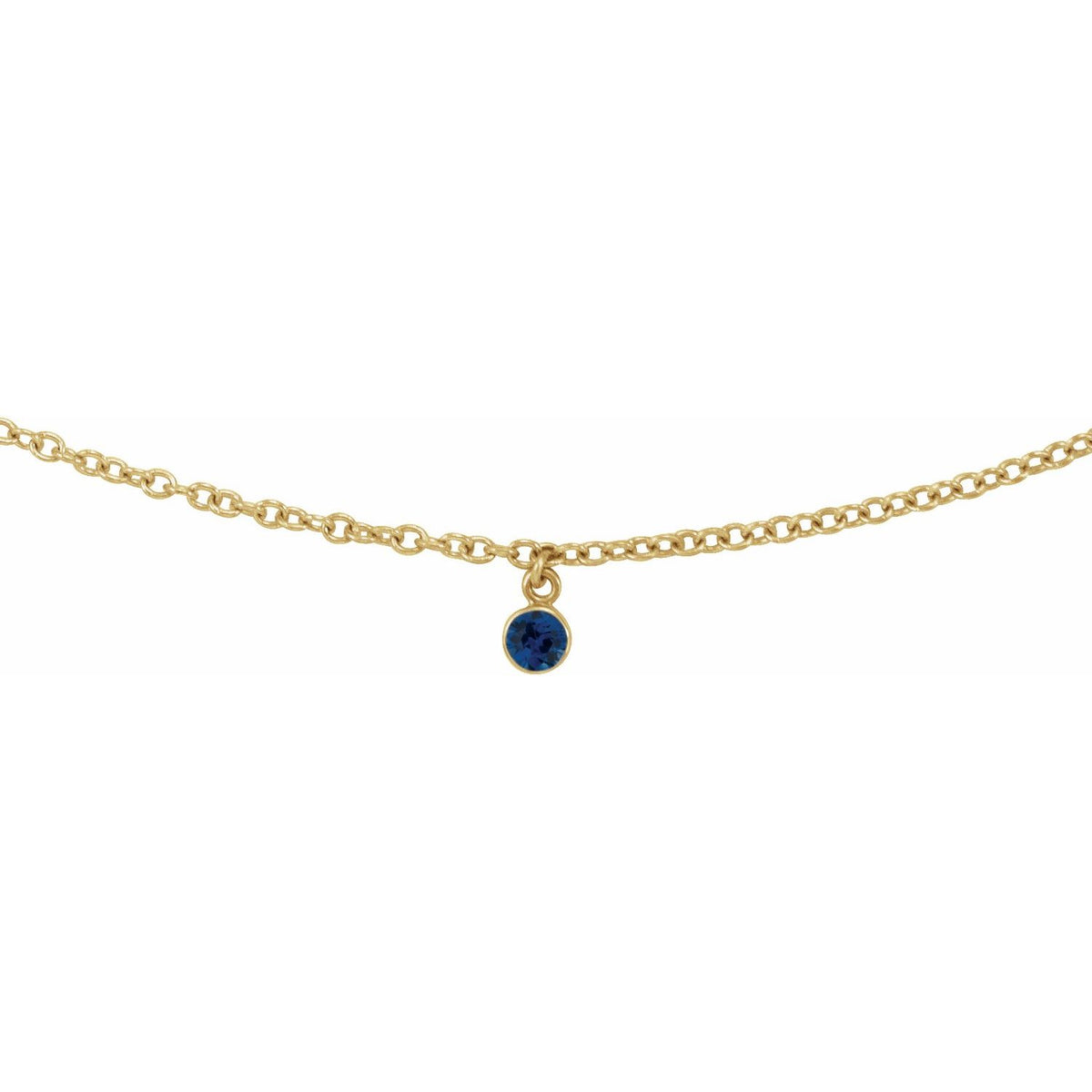 14K Yellow Gold Natural Blue Sapphire 16" Necklace